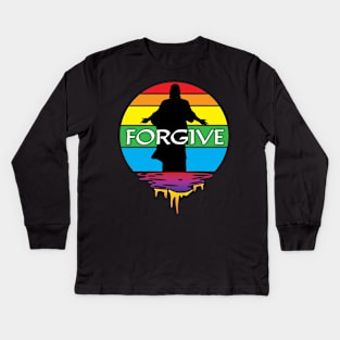 Jesus Forgive Rainbow Sunset Kids Long Sleeve T-Shirt